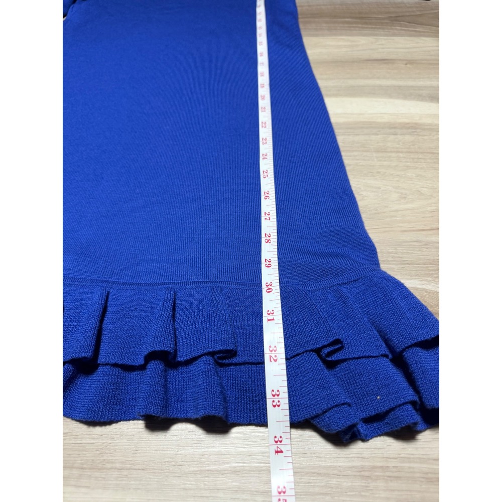 Lilly Pulitzer Sweater Dress Womens XS‎ Blue Merino Wool Ruffle Cuff Hem 24394 - Picture 11 of 12